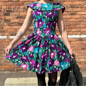 1980s Floral Spring Dress
